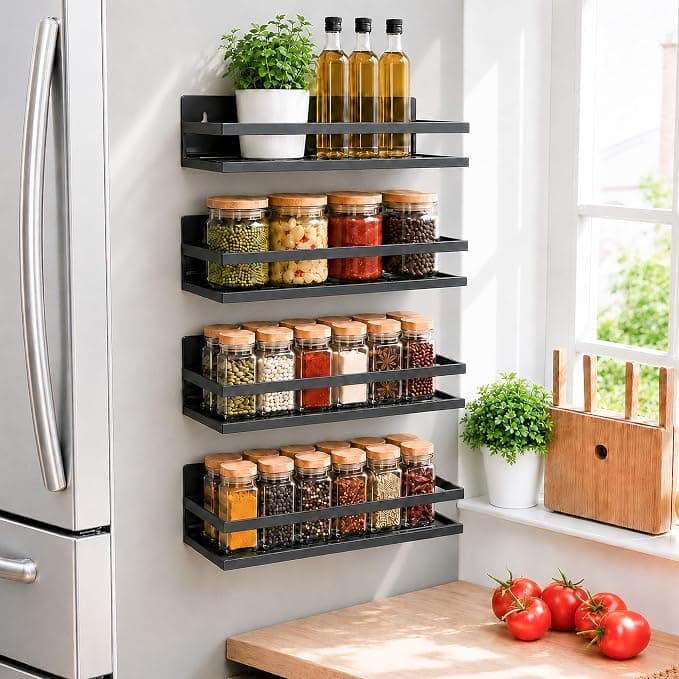 Magnetic Spice Rack with Glass Jars